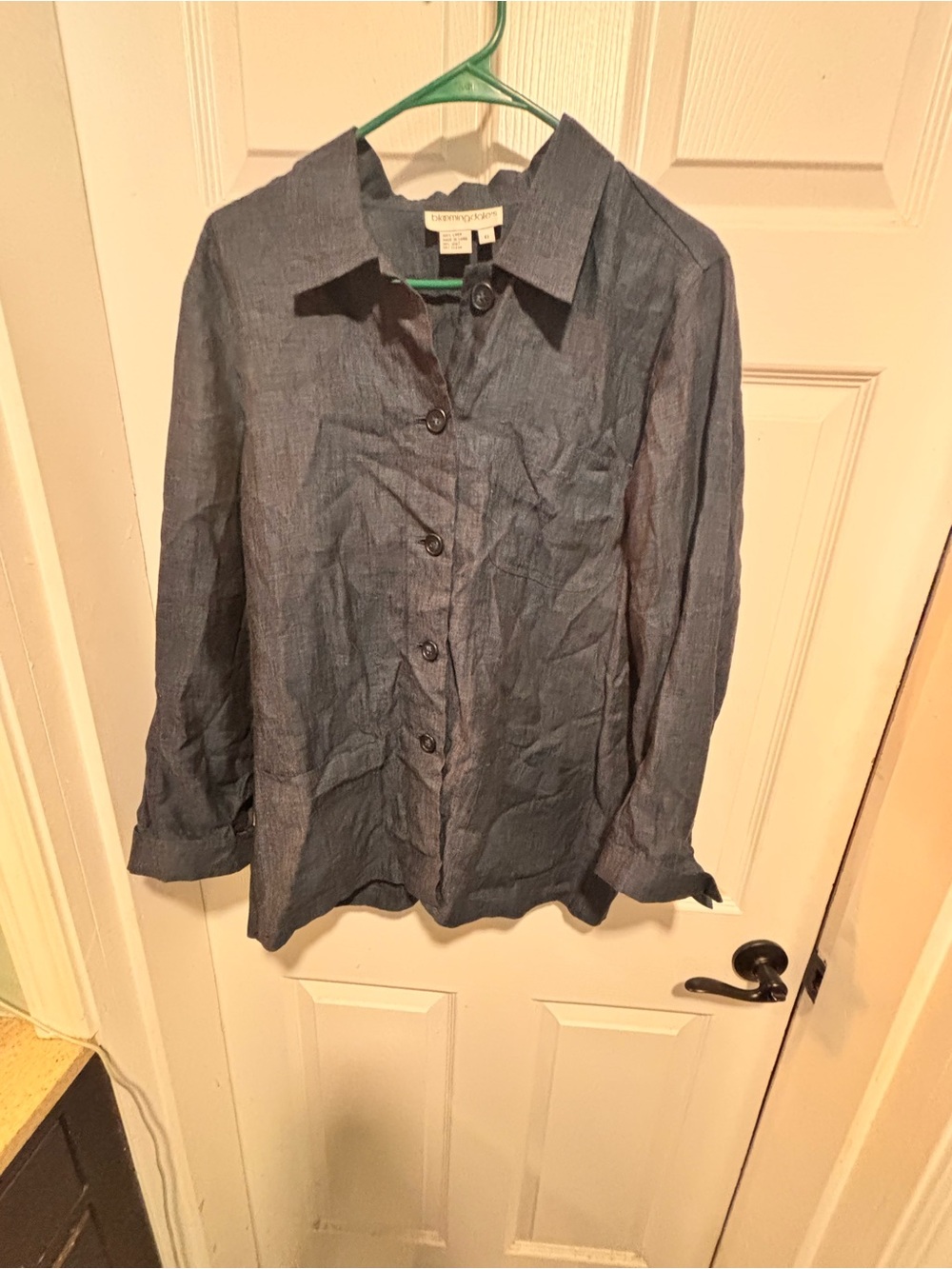 Bloomingdale's Navy Button-Down Linen  Shirt
